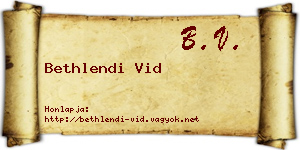 Bethlendi Vid névjegykártya
